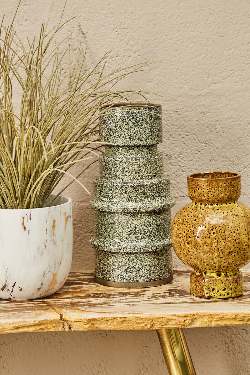 Orsina Fiori Artificial Grass Plant in White Marble Ceramic Pot