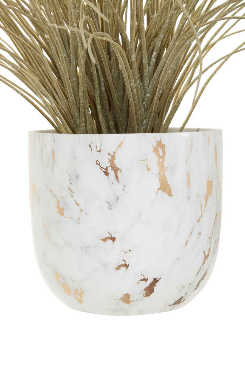 Orsina Fiori Artificial Grass Plant in White Marble Ceramic Pot