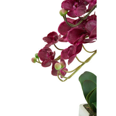 Orsina Fiori Purple Orchid Artificial Plant in Silver Square Pot