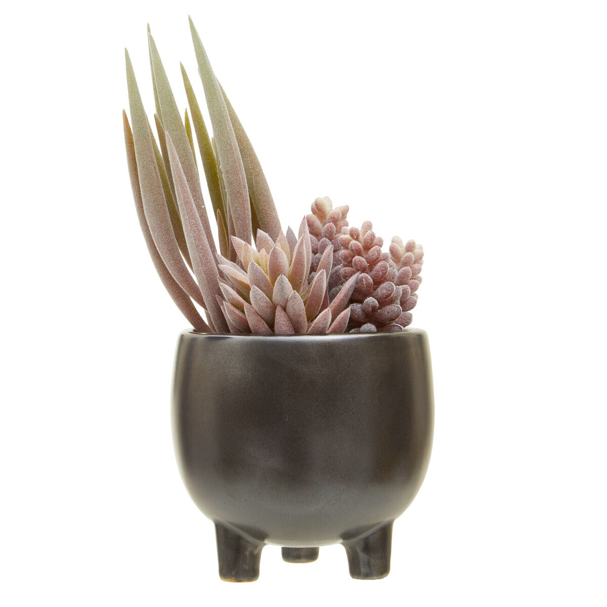 Orsina Fiori Mixed Faux Succulents in Grey Ceramic Tripod Planter