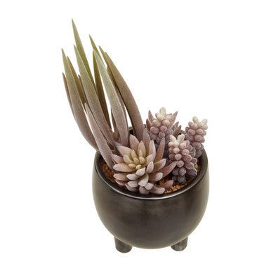 Orsina Fiori Mixed Faux Succulents in Grey Ceramic Tripod Planter