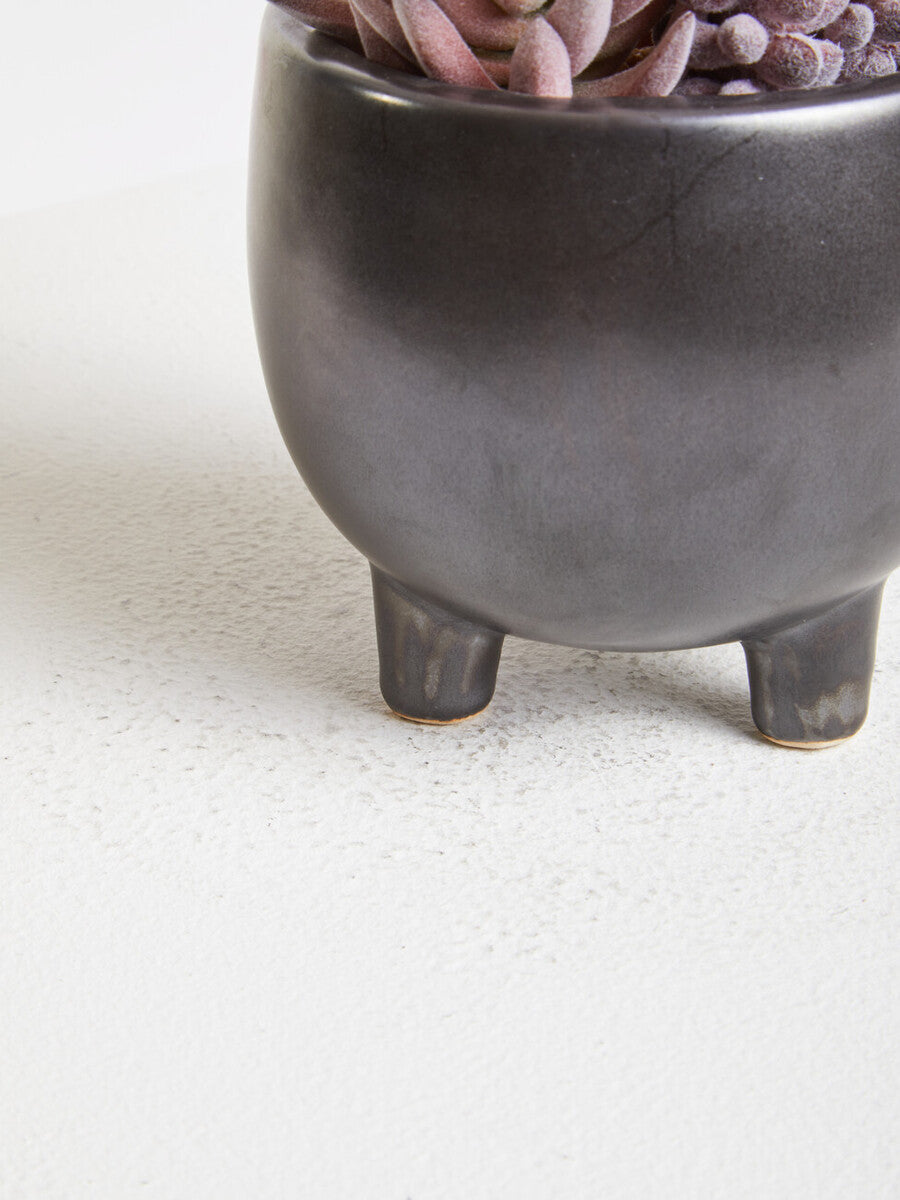 Orsina Fiori Mixed Faux Succulents in Grey Ceramic Tripod Planter