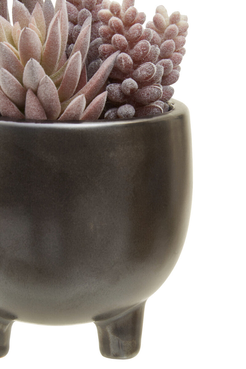 Orsina Fiori Mixed Faux Succulents in Grey Ceramic Tripod Planter