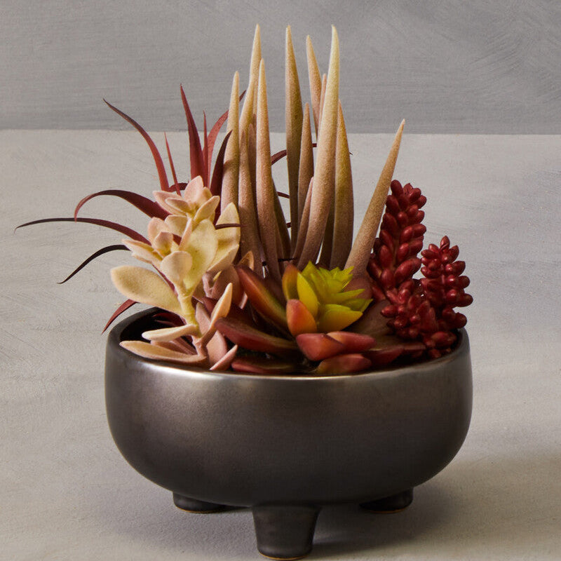 Orsina Fiori Mixed Faux Succulents in Grey Legged Ceramic Pot