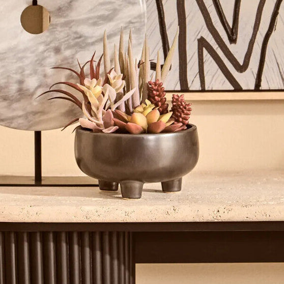 Orsina Fiori Mixed Faux Succulents in Grey Legged Ceramic Pot