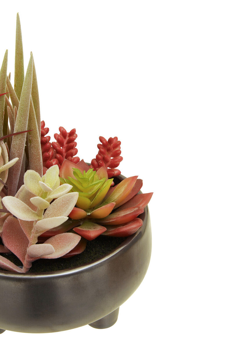Orsina Fiori Mixed Faux Succulents in Grey Legged Ceramic Pot