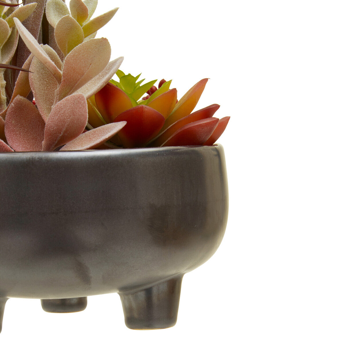 Orsina Fiori Mixed Faux Succulents in Grey Legged Ceramic Pot