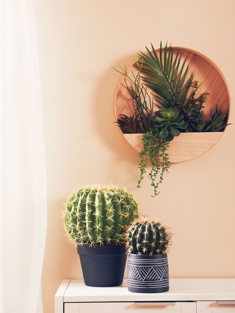 Orsina Fiori Round Faux Cactus in Pot – Lifelike Desert Home Decor