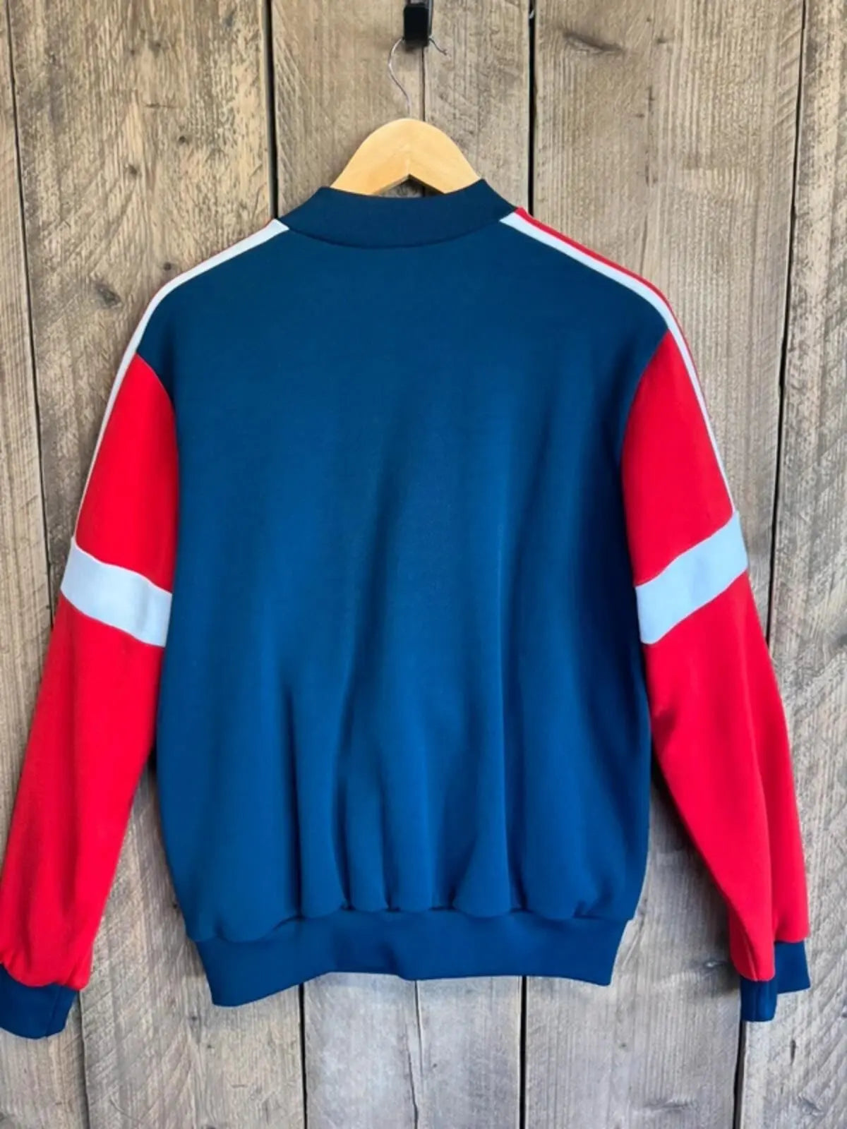 Vintage Adidas Tracksuit Top Red Navy White Trefoil Made In Korea 80s Large #337