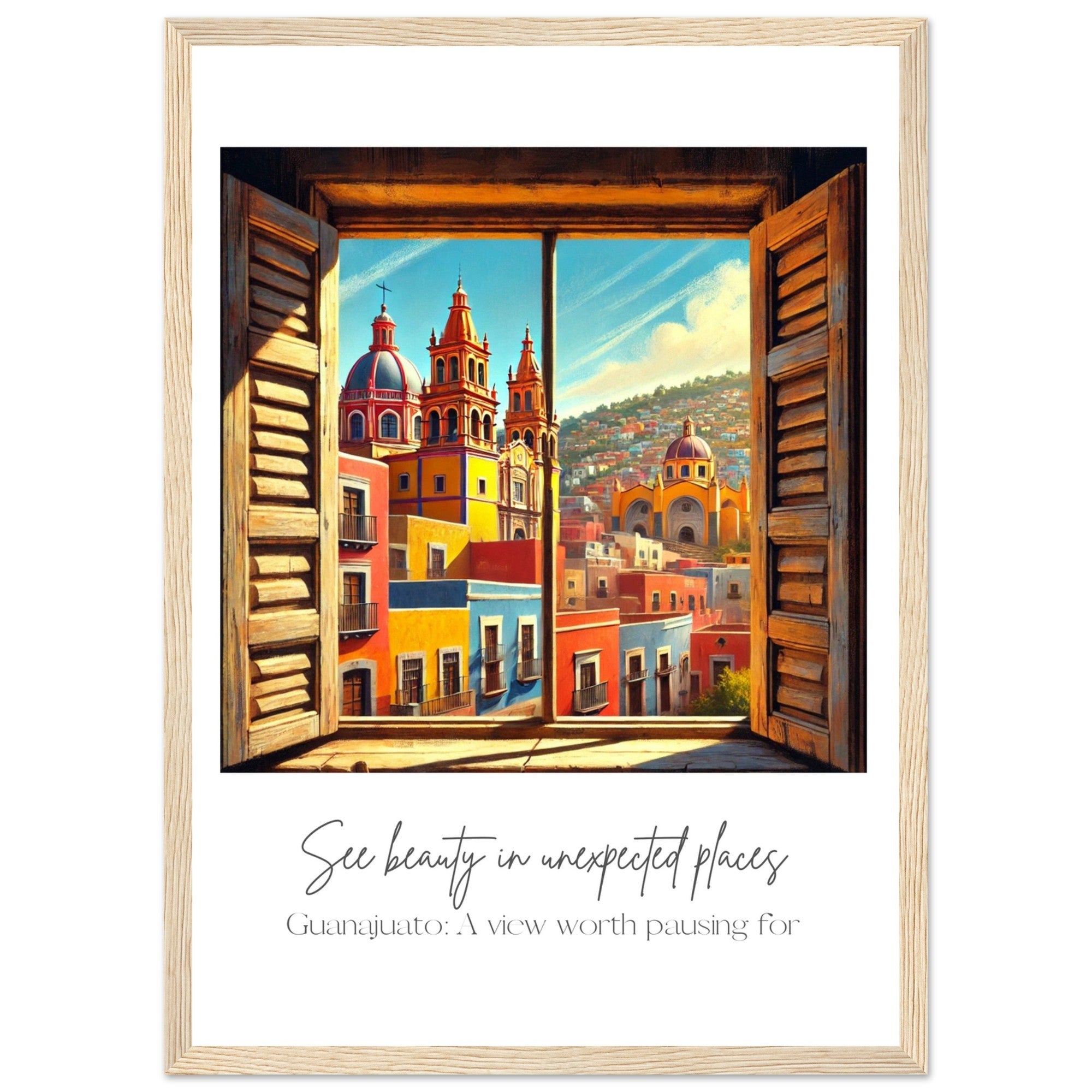 Guanajuato Mexico Framed Wall Art – Colourful Cityscape Travel Print, Spanish Architecture Decor, Vibrant Mexican Poster