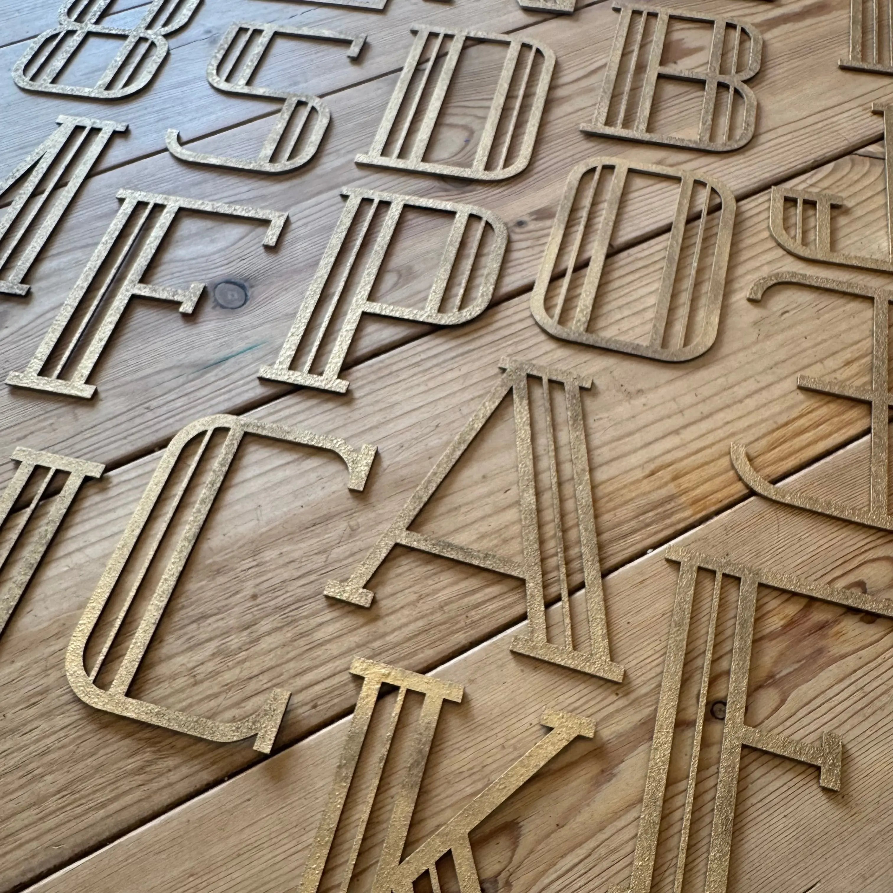 Rustic Warehouse Gold Art Deco Metal Alphabet Letters for House Signs