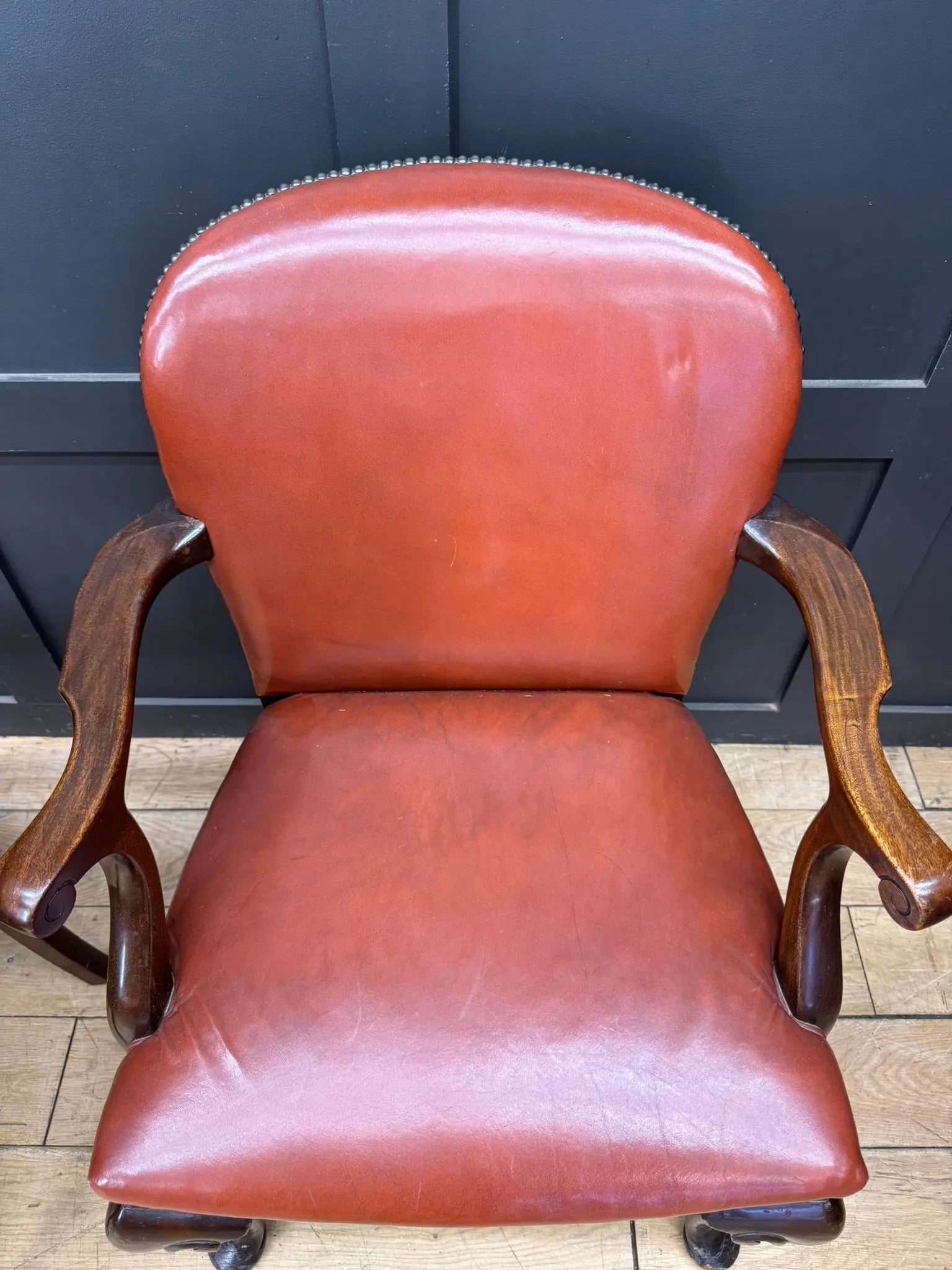 Antique Pair Of Gainsborough Style Mahogany Armchairs Desk Study Carver Chairs