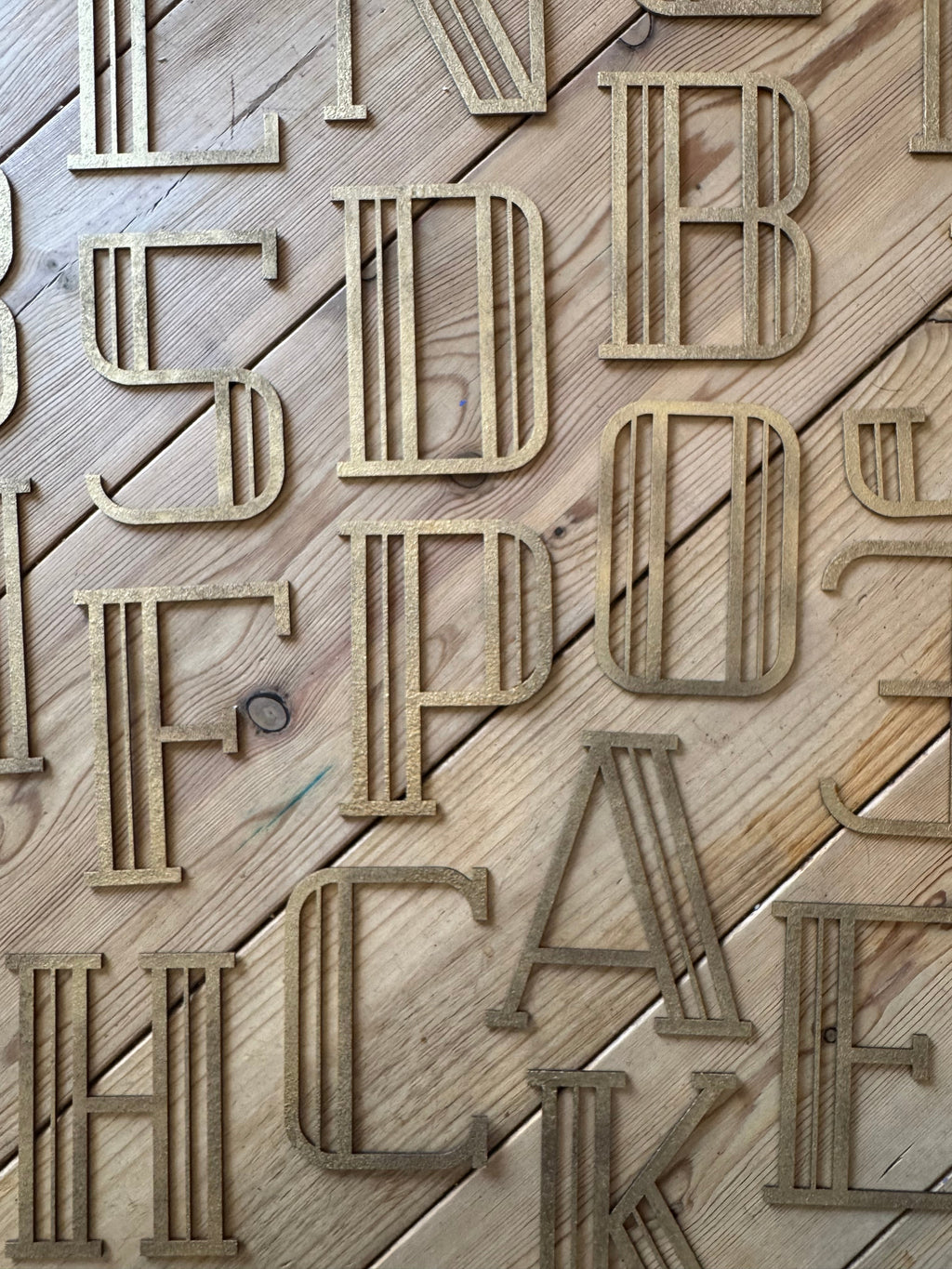 Rustic Warehouse Gold Art Deco Metal Alphabet Letters for House Signs