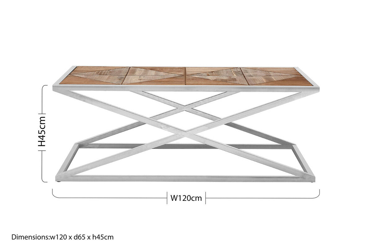 Orsina Hudson Coffee Table – Fir Wood Veneer & Stainless Steel Frame