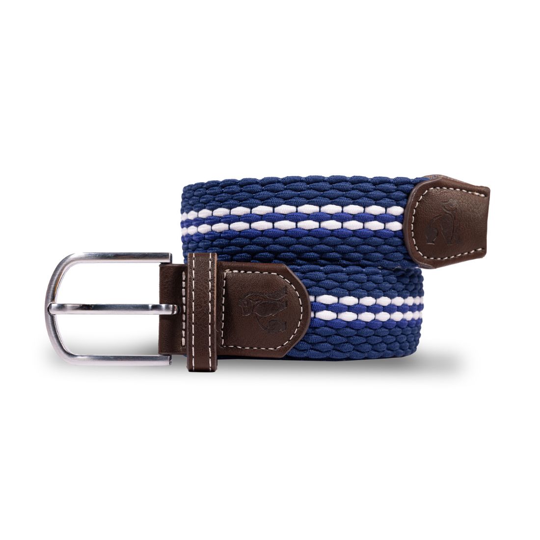 Swole Panda Woven Belt – White Fine Stripe Recycled Elasticated Belt