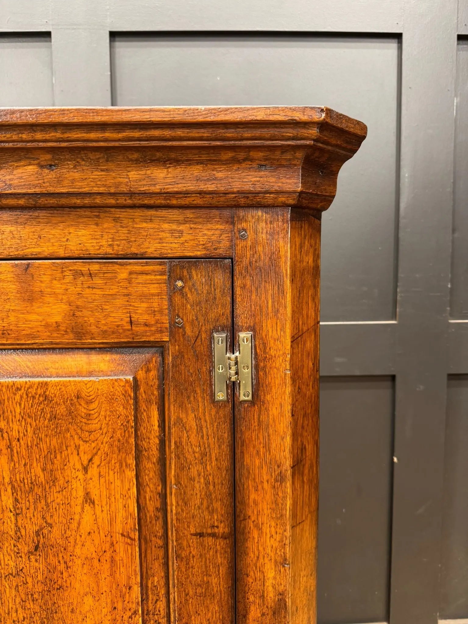 Vintage Wall Mounted Oak Corner Cupboard Cabinet / Farmhouse Cupboard