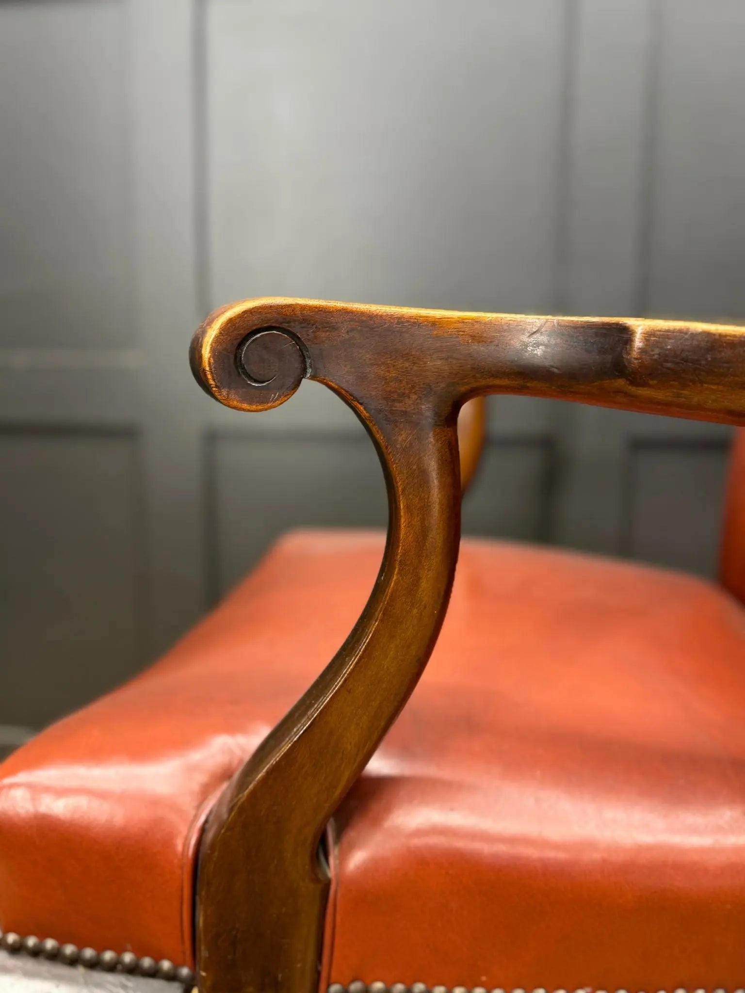 Antique Pair Of Gainsborough Style Mahogany Armchairs Desk Study Carver Chairs