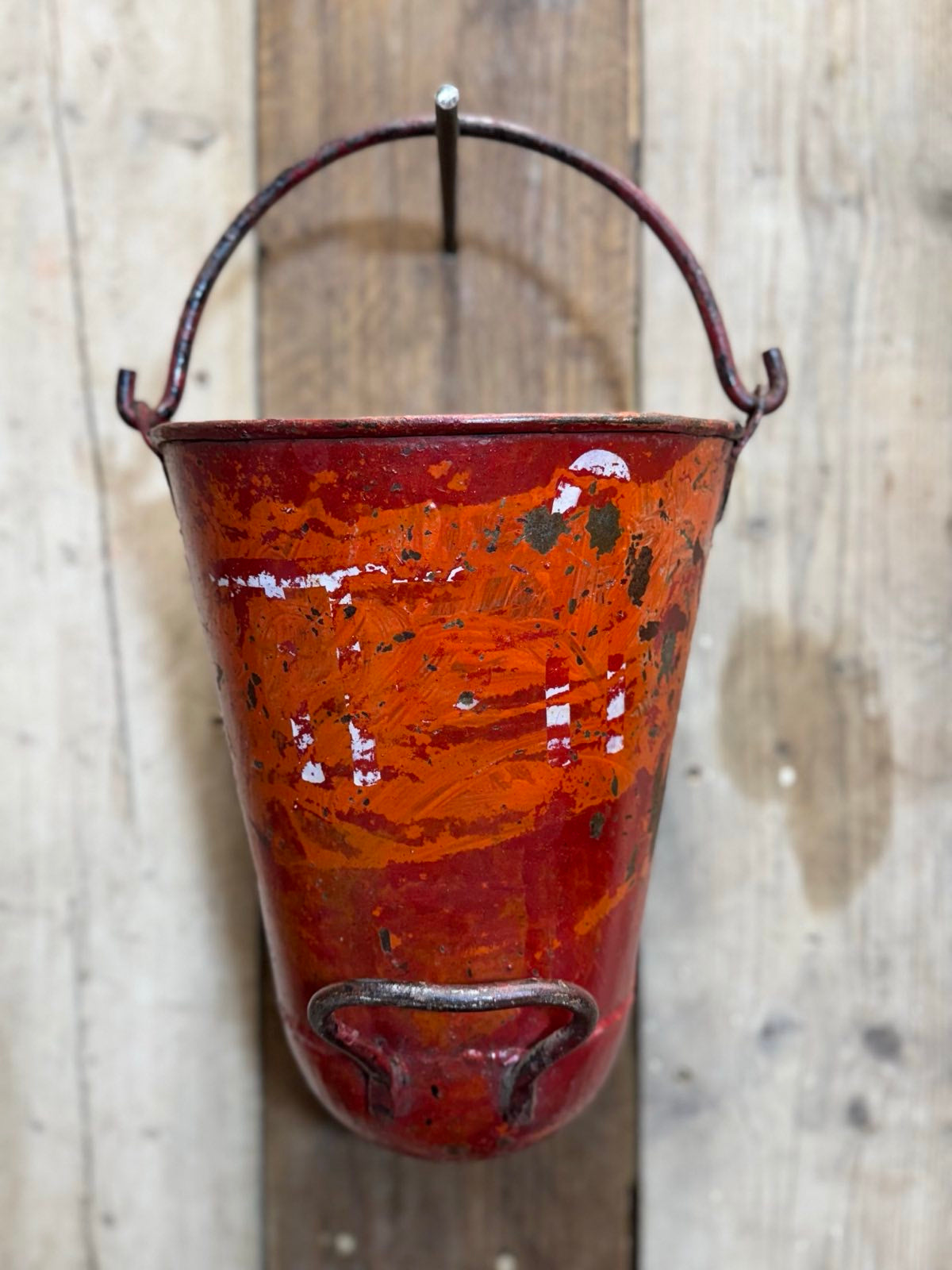 Vintage Galvanised Metal Hanging Fire Bucket Planter | Rustic Warehouse