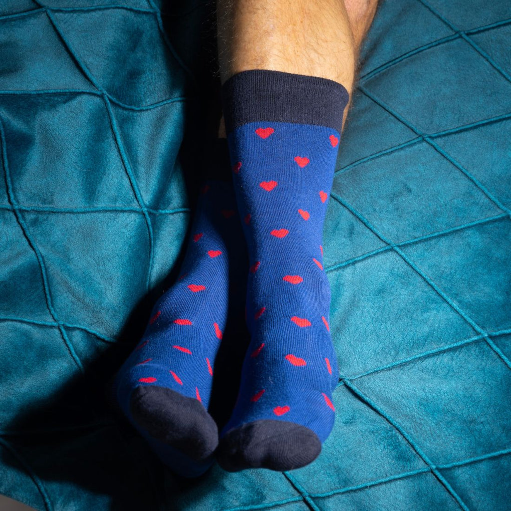 Swole Panda Bamboo Socks – Royal Blue Heart Pattern Breathable Socks