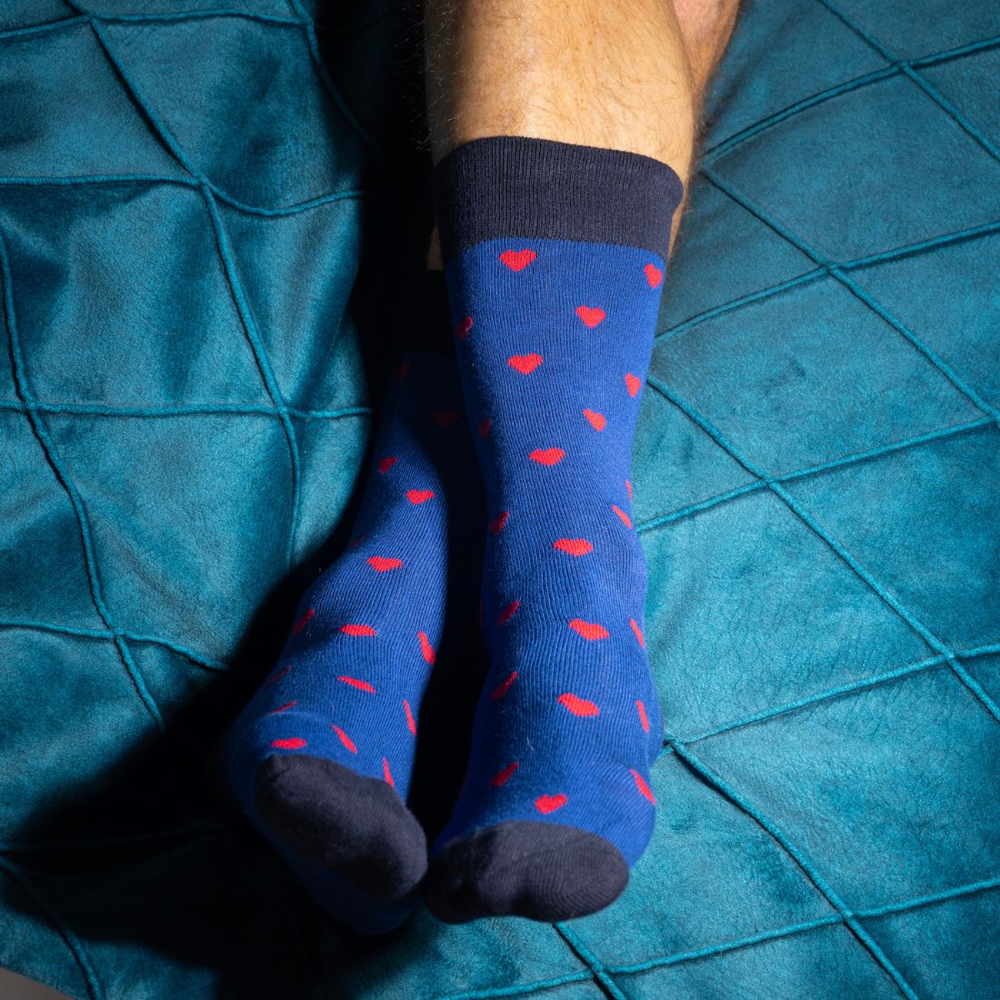 Swole Panda Bamboo Socks – Royal Blue Heart Pattern Breathable Socks