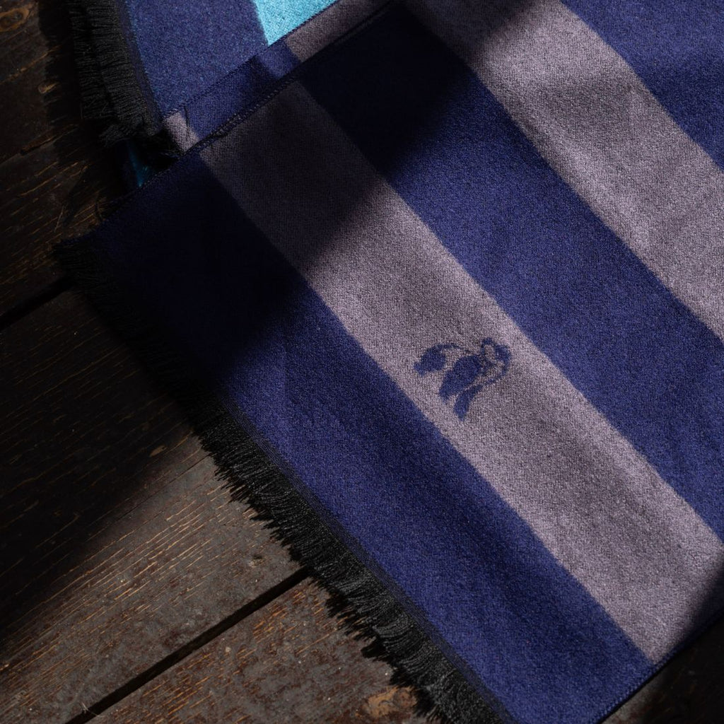 Swole Panda Grey & Blue Stripe Bamboo Scarf – Sustainable & Breathable