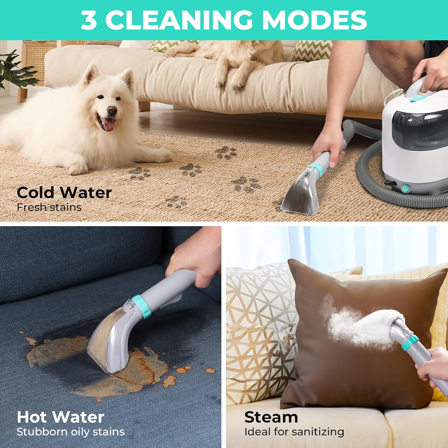 HAUSHOF StainZapper Vapo 3-in-1 Steam & Hot Water Carpet Cleaner