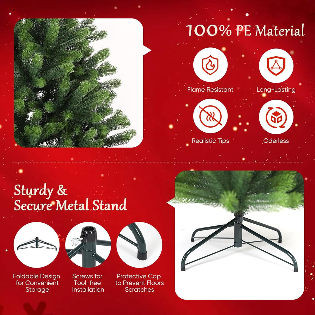 SALCAR 7ft Artificial Christmas Tree | 100% PE Full Bushy 210cm Tree