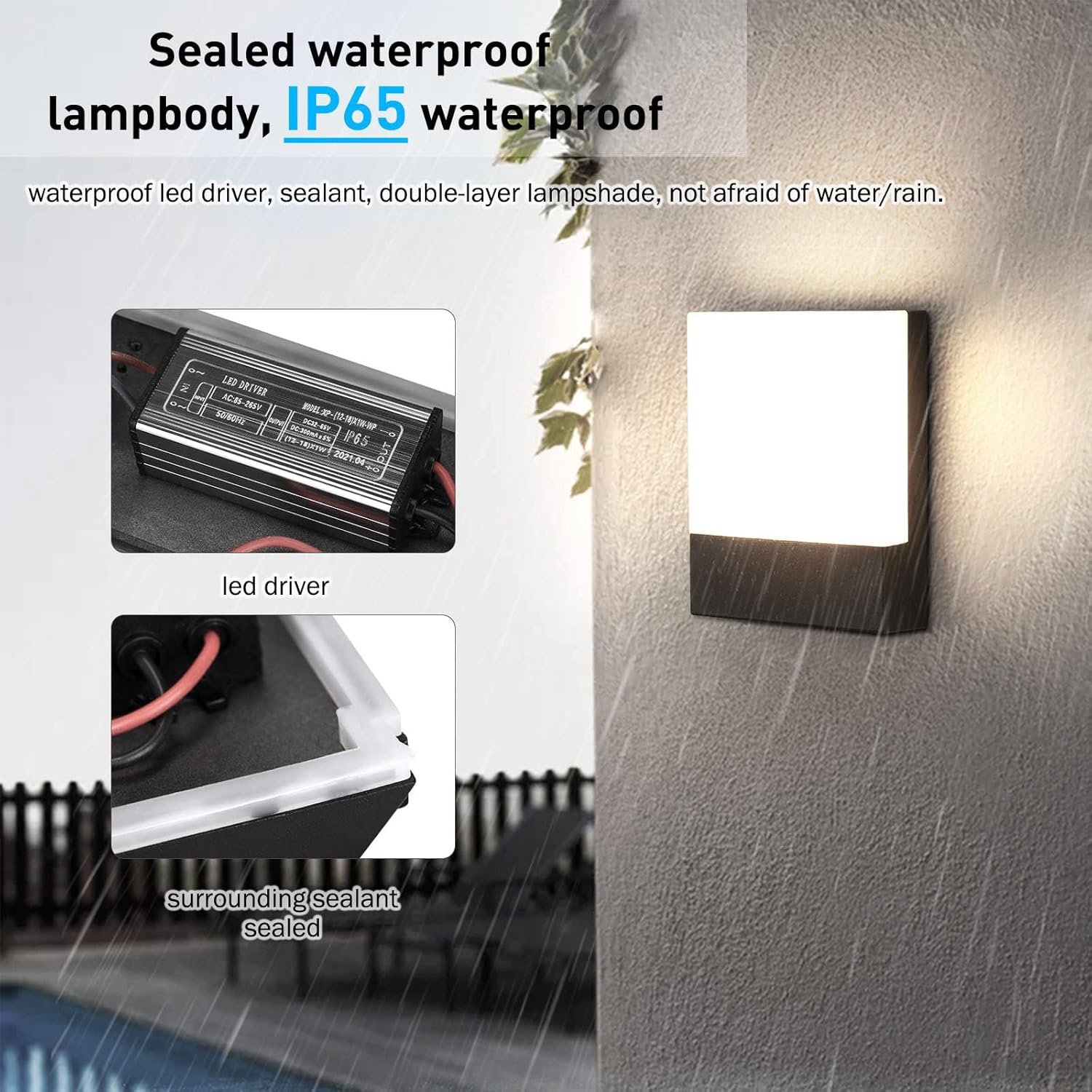 Lightsjoy 18W LED Outdoor Wall Light – IP65 Waterproof Sconce, Black