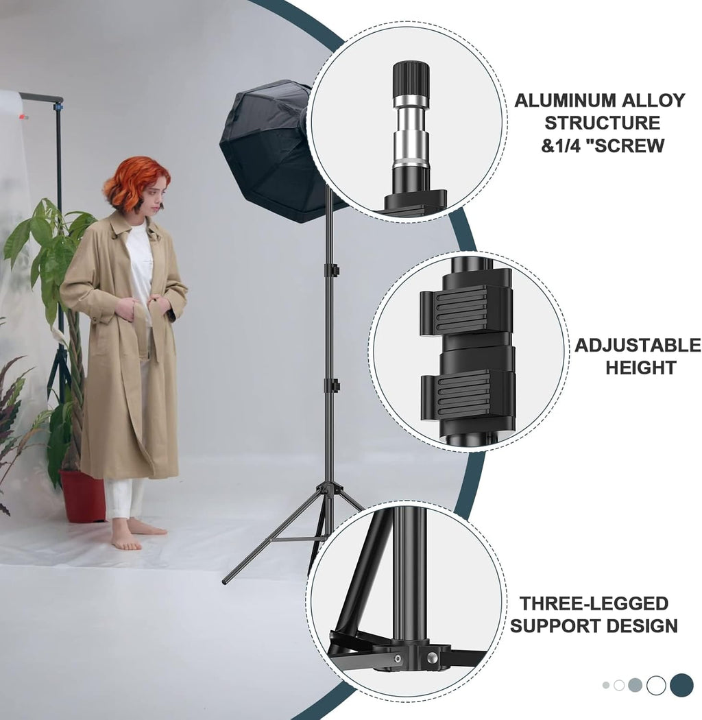 EMART 7ft Light Stands 2-Pack – Aluminum Photography Tripods with Case