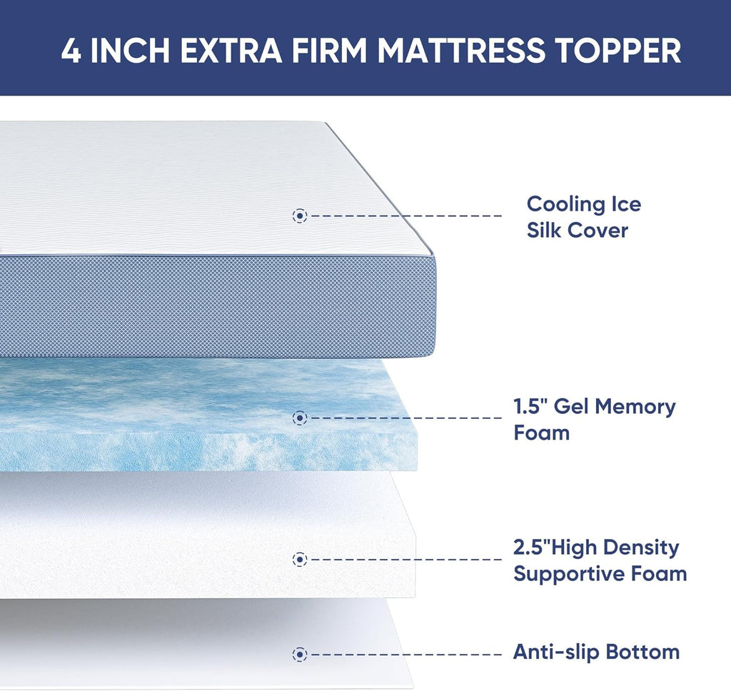 Fijinhom Double Memory Foam Mattress Topper | 10cm Dual Layer Cooling