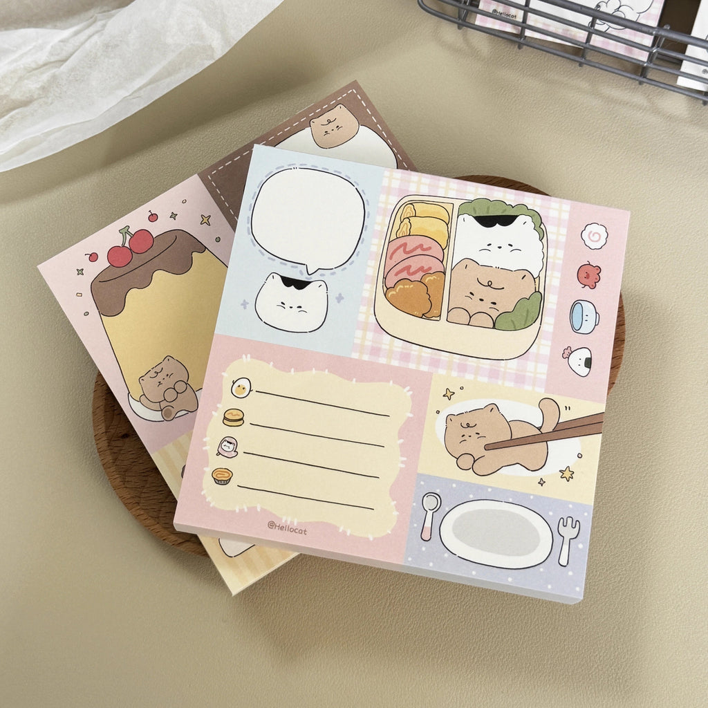 Kitty Patchwork Memo Note Pad | LuLuFun Studio Kawaii 50-Sheet Notepad