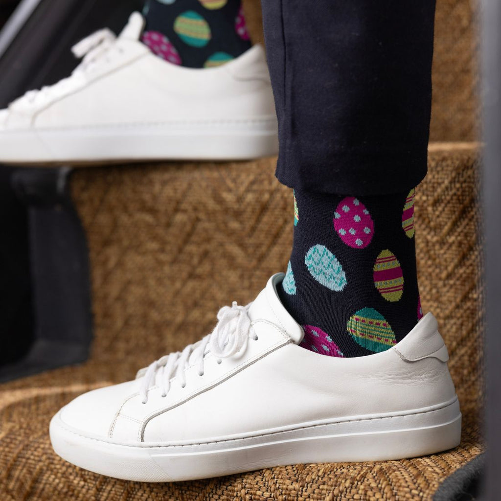 Swole Panda Easter Egg Bamboo Socks – Soft Navy Festive Novelty Socks