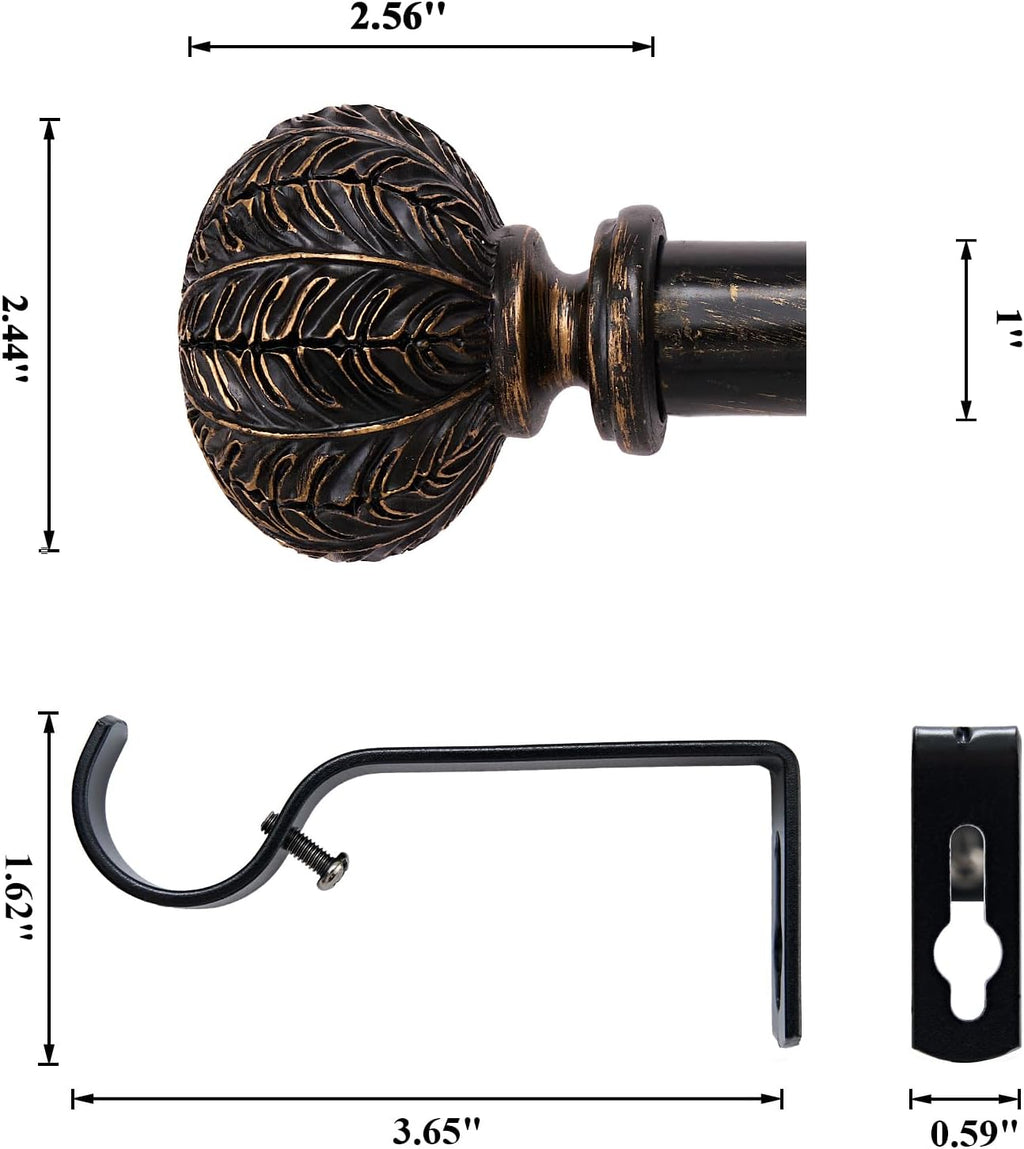 BOOM JOG Black Metal Curtain Pole – 77-210cm Adjustable Rod
