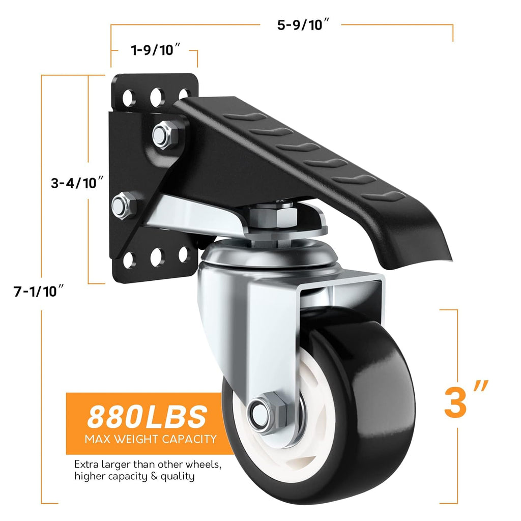 SOLEJAZZ Retractable Workbench Casters | 400KG Heavy Duty 3" Wheels