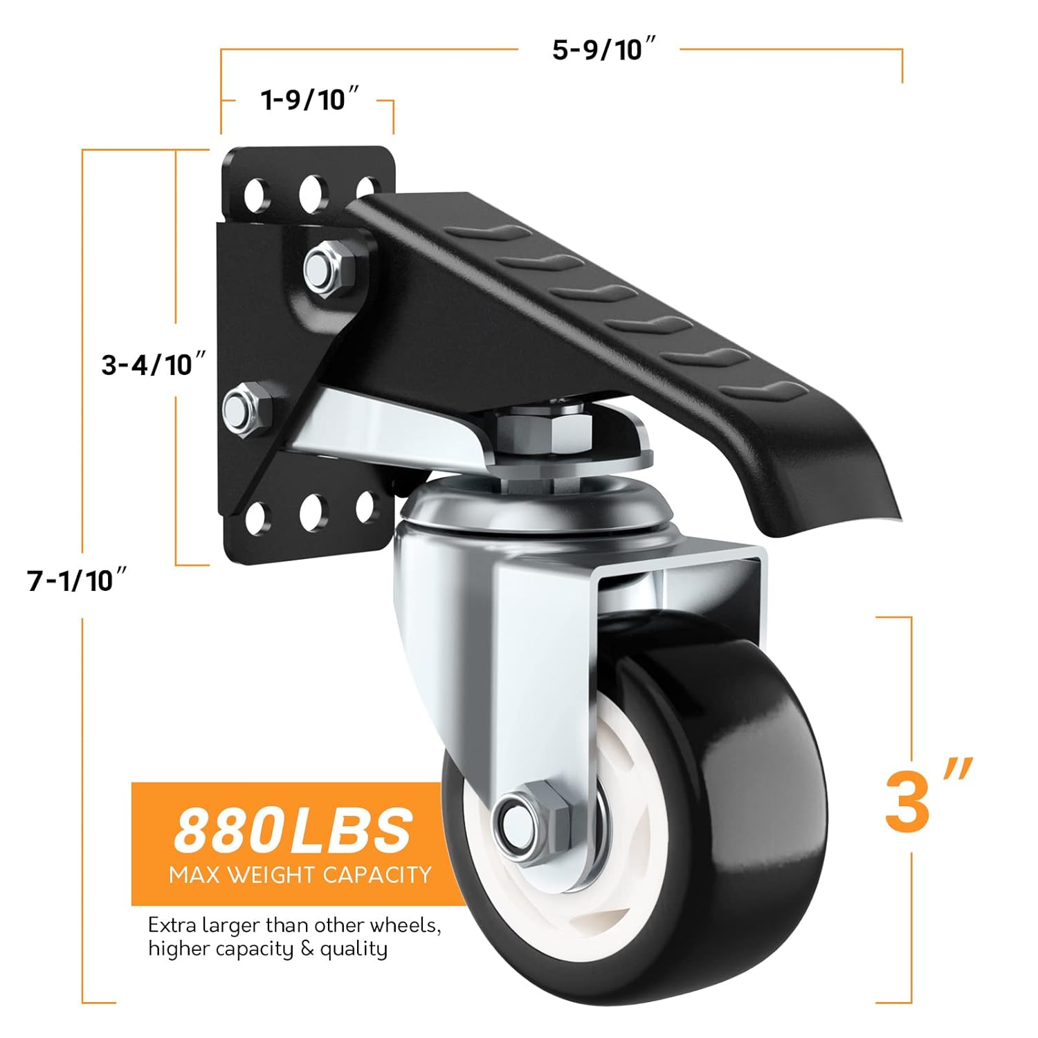 SOLEJAZZ Retractable Workbench Casters | 400KG Heavy Duty 3" Wheels