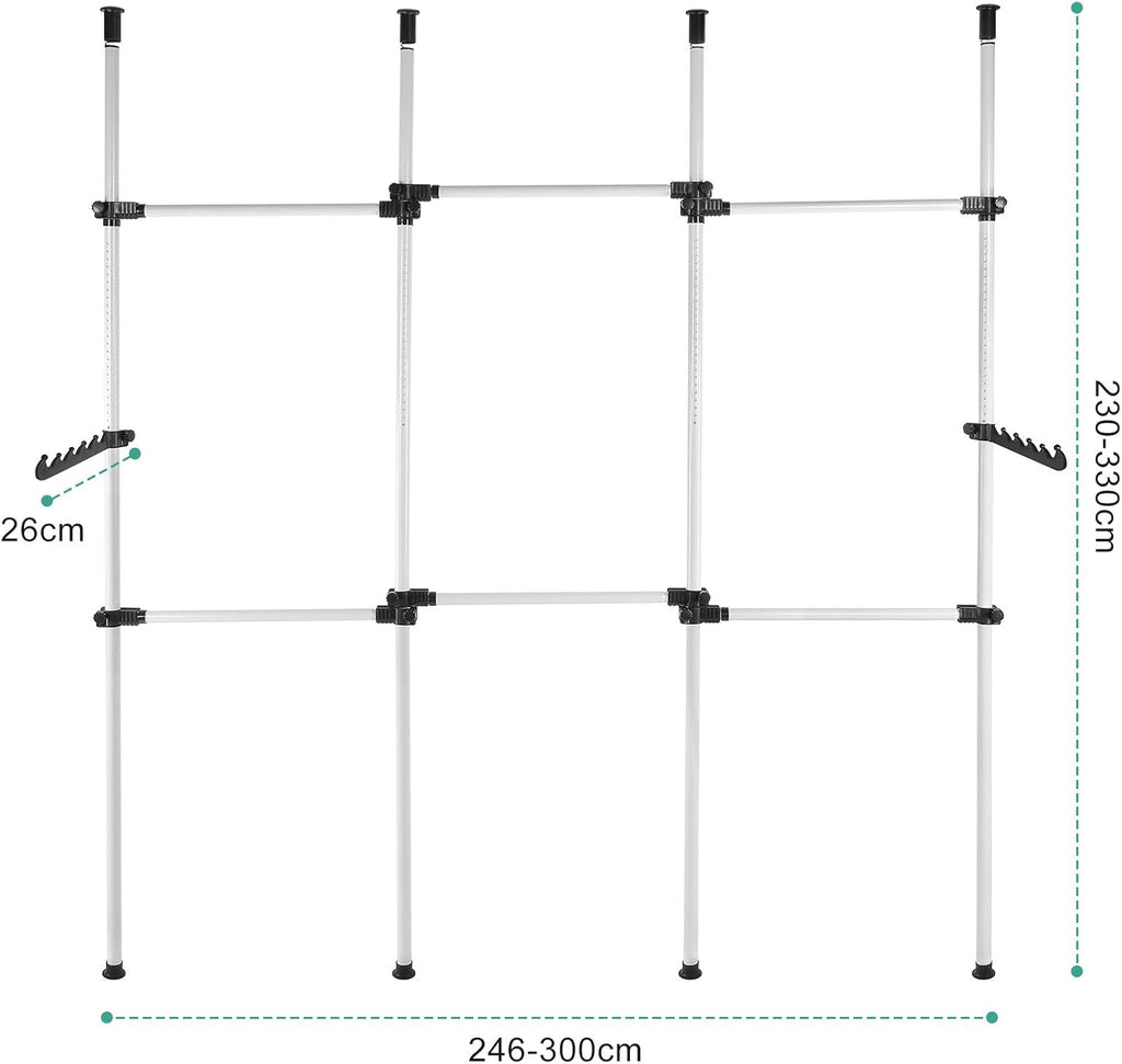 Massive Discounts Heavy Duty Telescopic Garment Rack - 10.8ft Adjustable