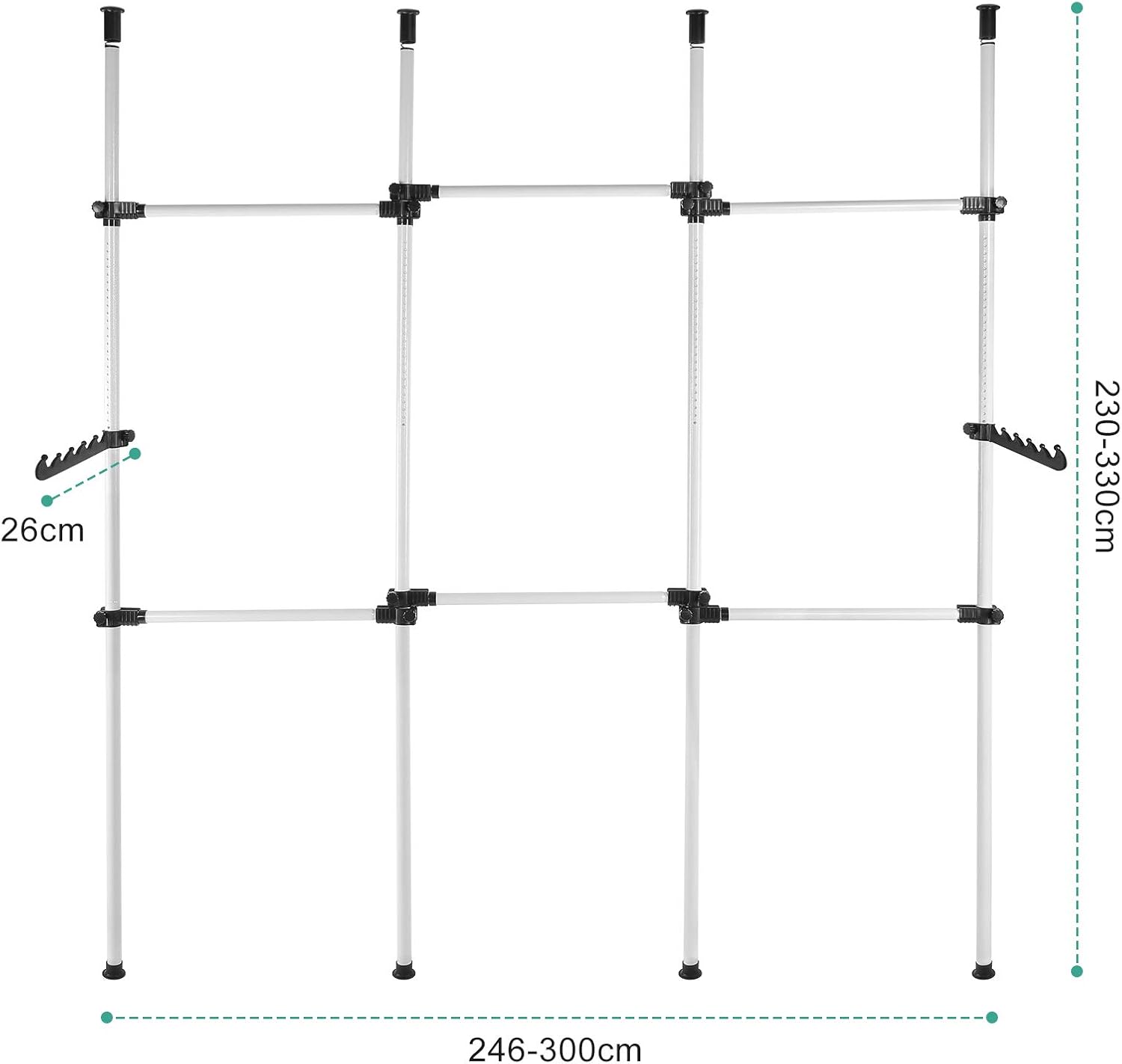 Massive Discounts Heavy Duty Telescopic Garment Rack - 10.8ft Adjustable
