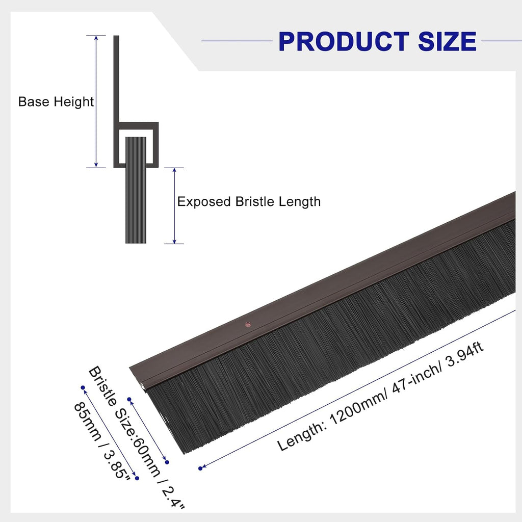 Massive Discounts Door Brush Bottom Sweep – 1200mm Brown Aluminum 2pcs