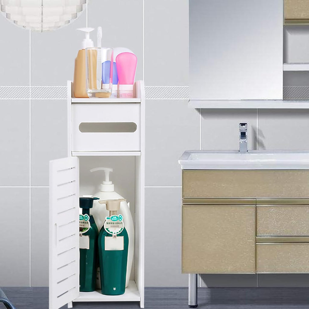 Ejoyous 3-Tier Slim Bathroom Cabinet | White Waterproof Storage Tower