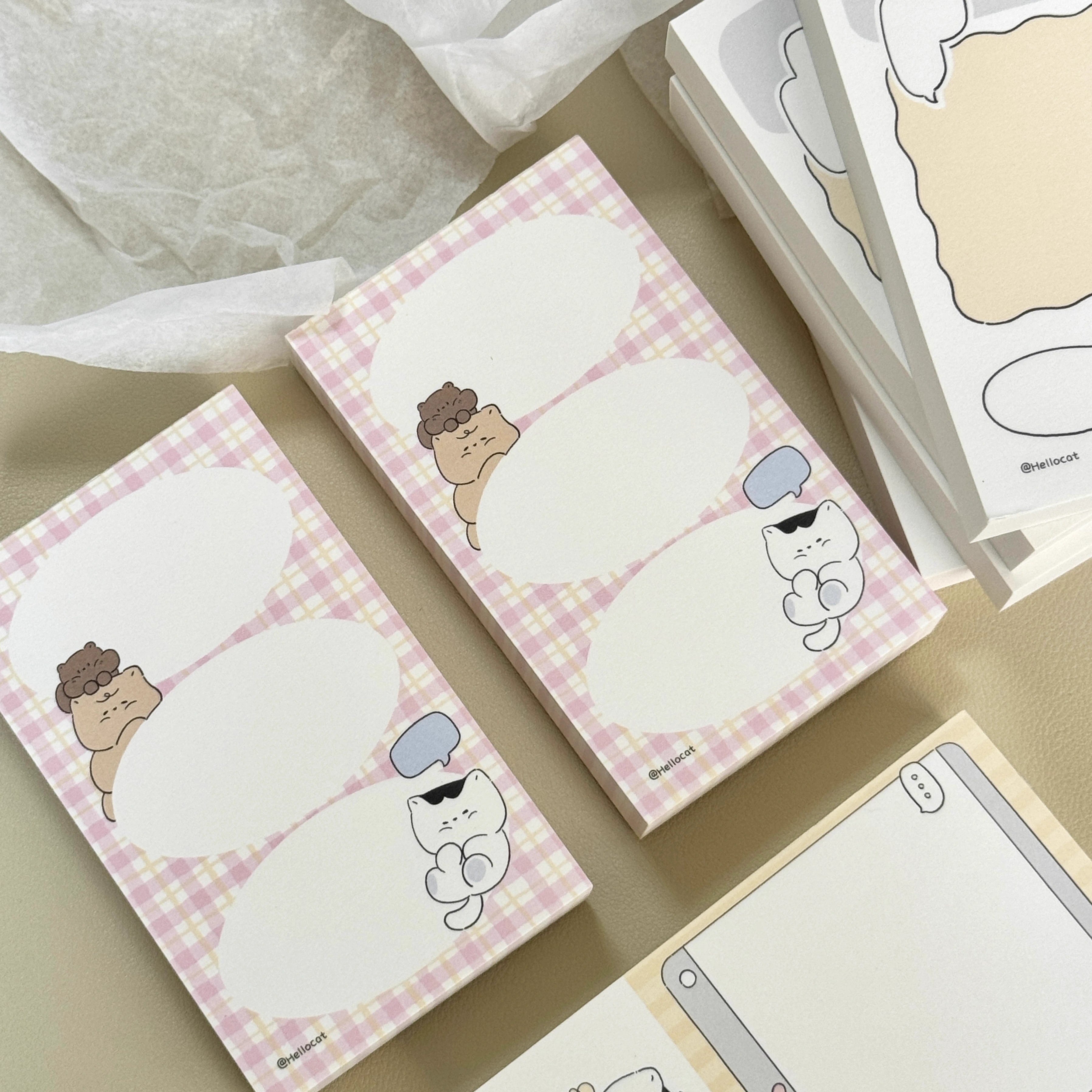 Cat Memo Note Pad by LuLuFun Studio – 50 Sheets Cute Kawaii Stationery