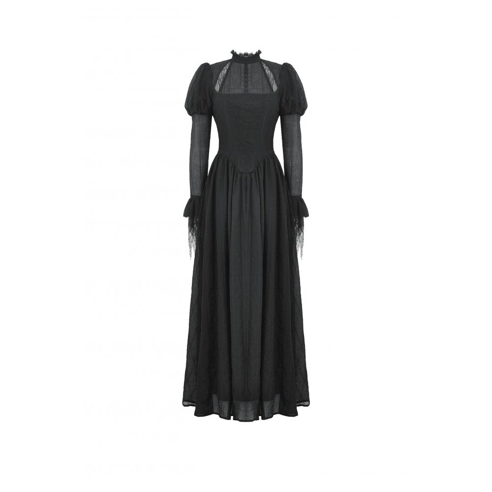 Dark in Love Harlow Gothic Lace Maxi Dress – Victorian Enchantress Style