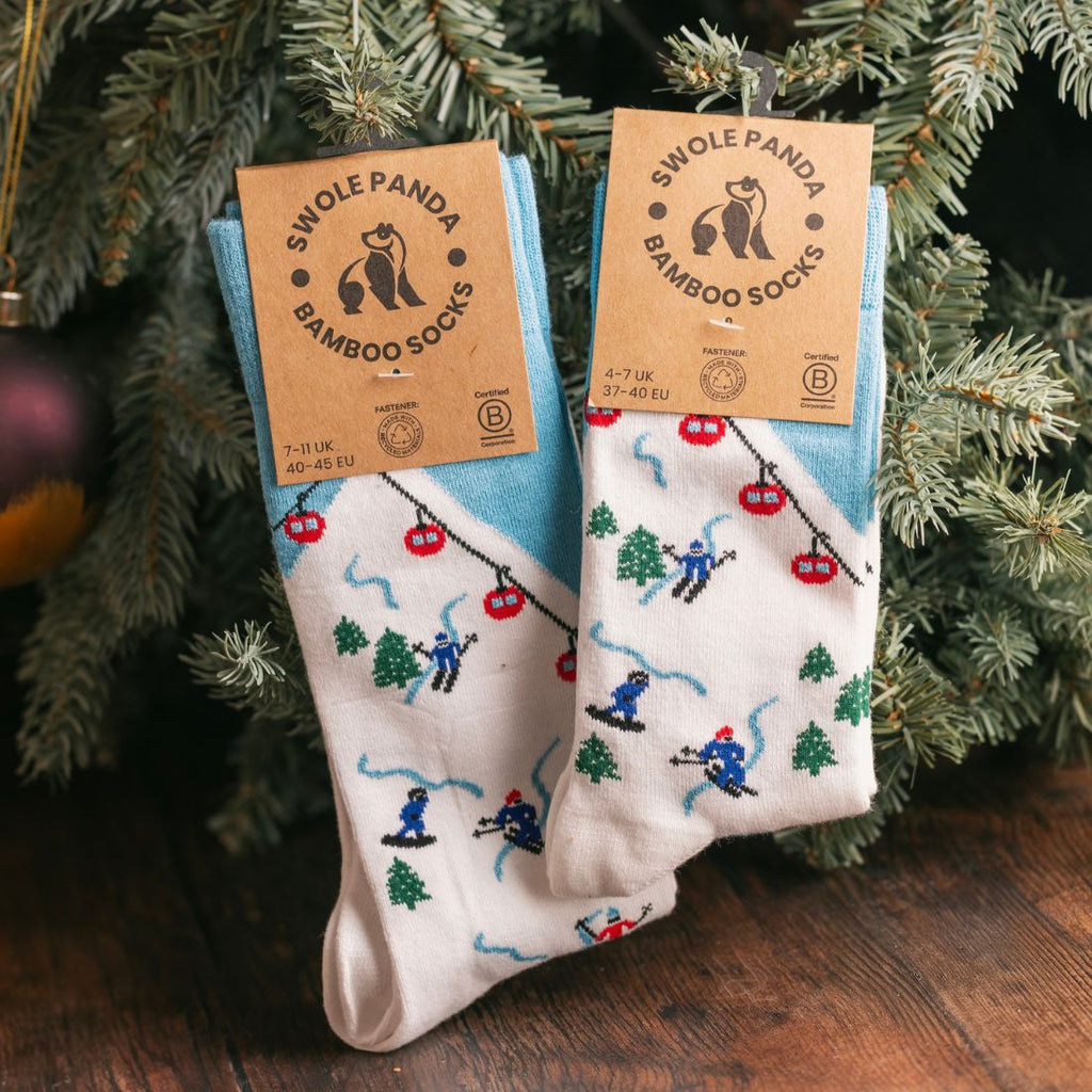 Swole Panda Ski Slope Bamboo Socks – Sustainable Winter Sports Gear