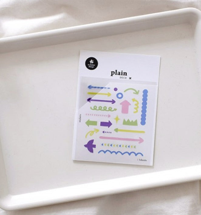 Suatelier Plain.73 Korean Decorative Stickers for Journaling - 3 Sheets