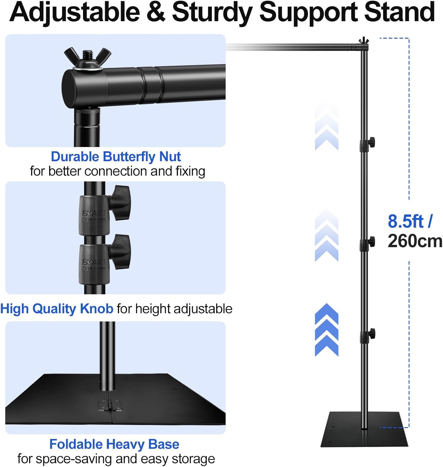 EMART 10x10ft Heavy Duty Backdrop Stand | Adjustable Metal Support Kit