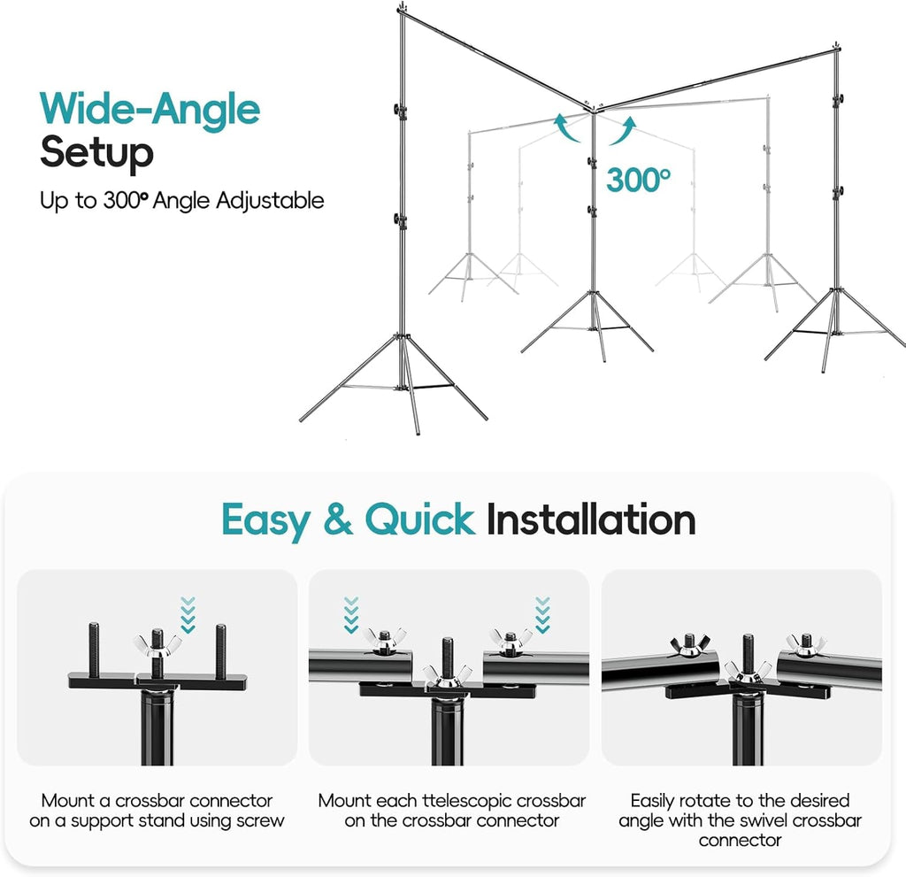 EMART 20ft Heavy Duty Photo Backdrop Stand Kit with Clamps & Bag