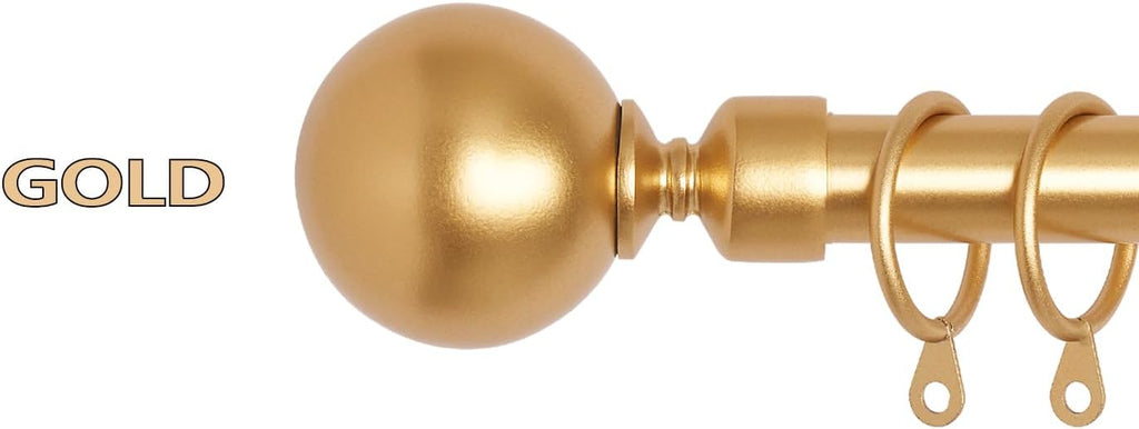 BOOM JOG Black Extendable Curtain Rod – 1" Metal Pole with Diamond Finials