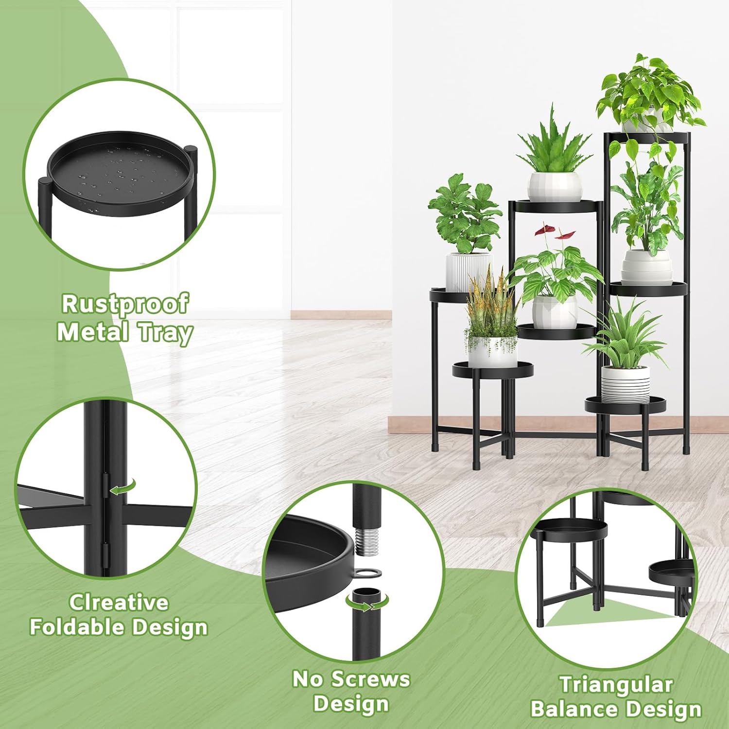Massive Discounts 7 Tier Metal Plant Stand – Foldable Corner Shelf