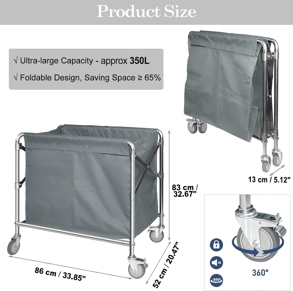 Nisorpa 350L Heavy Duty Folding Laundry Trolley | Rolling Cart on Wheels