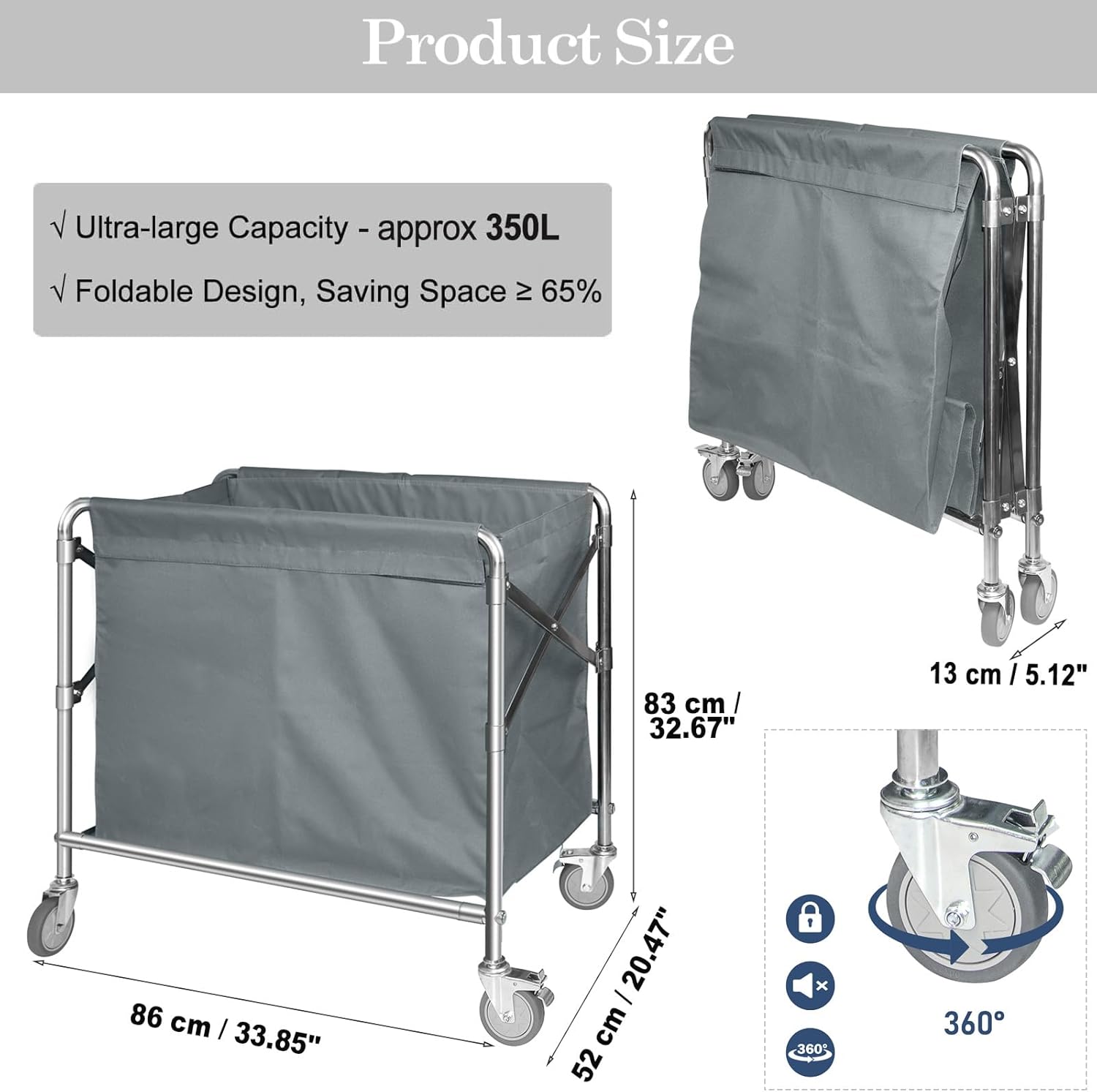 Nisorpa 350L Heavy Duty Folding Laundry Trolley | Rolling Cart on Wheels