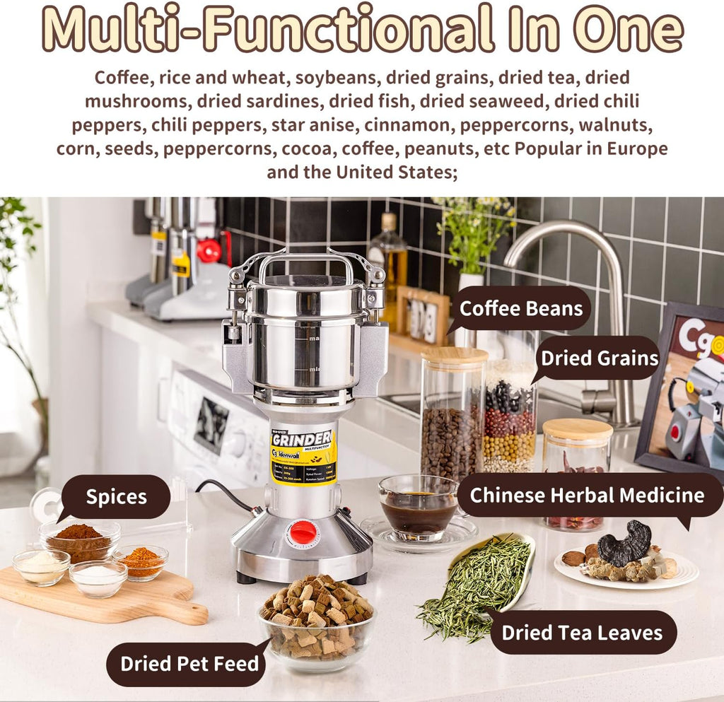 CGOLDENWALL Electric Grain Grinder – 300g Herb & Spice Mill, 1500W